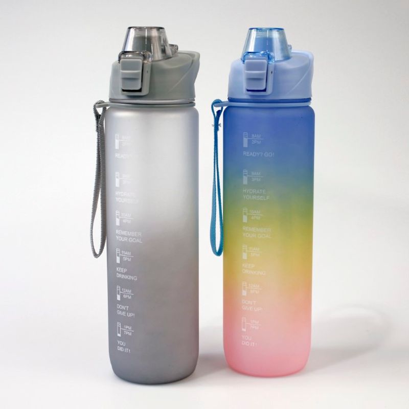 Motivational Bottle 1L | 2pcs | Removable Straw