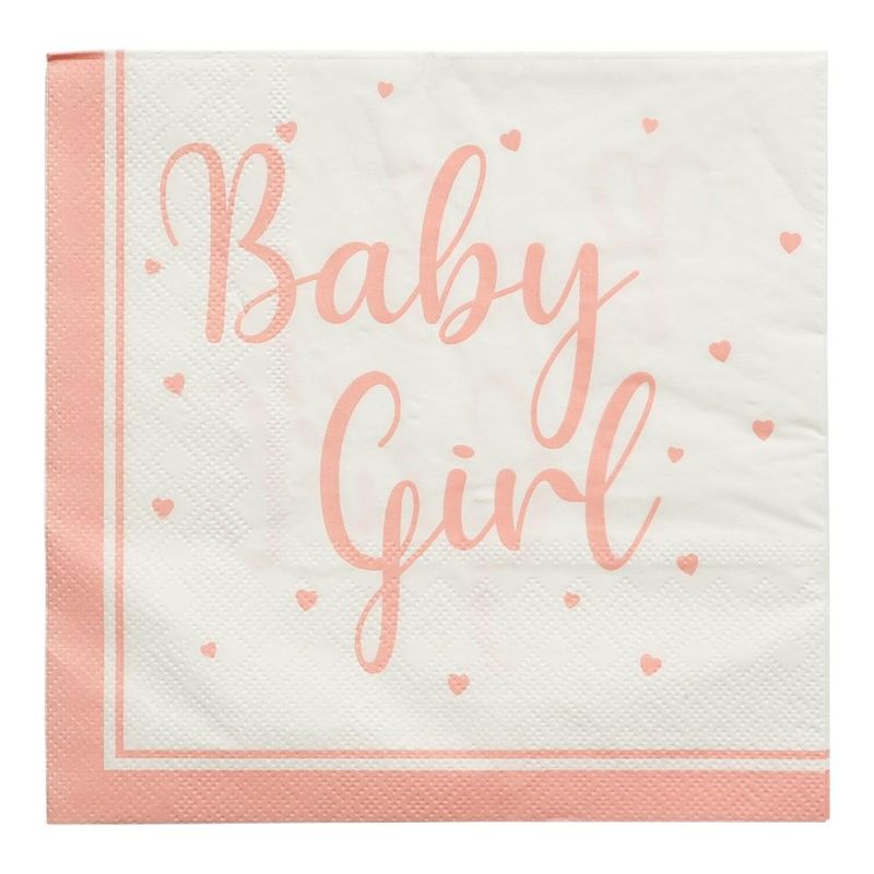 Napkins Baby Girl Pink/White 33x33cm 16pcs