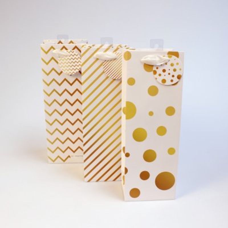 Gift Bag For Wine Bottles White&amp;Gold