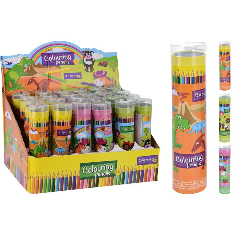 Colored pencils in container with sharpeners 24pcs