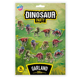 Dinosaur garland 3m | Colorful birthday decoration with 14 figures
