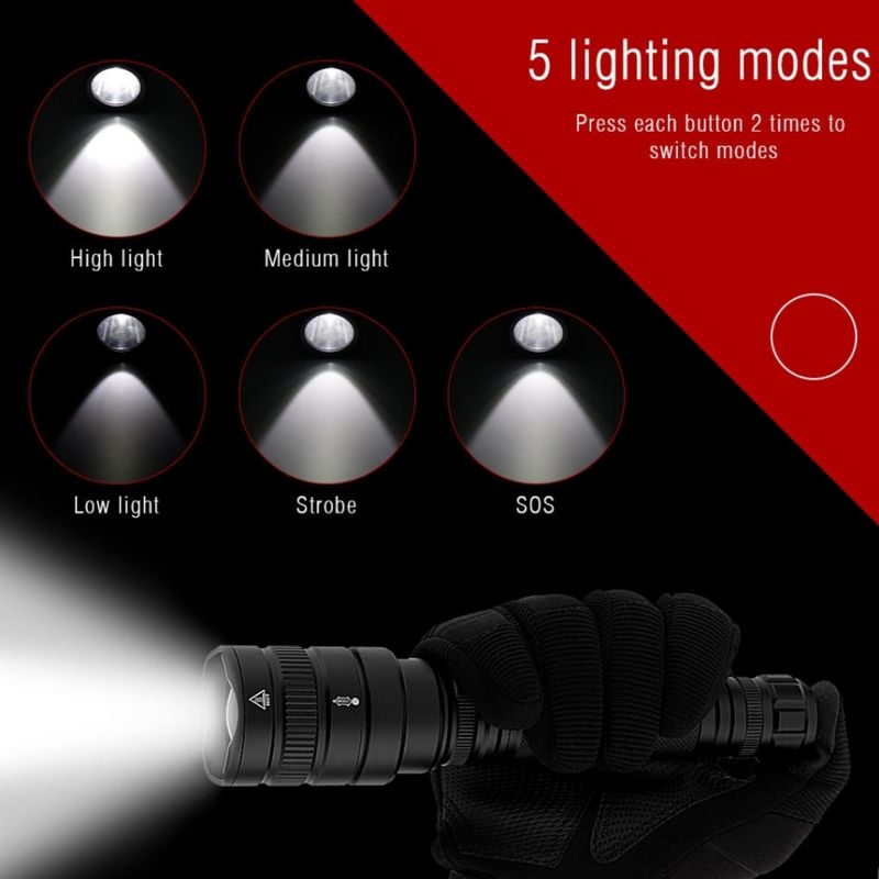 Powerful Flashlight 1800lm with battery and charger