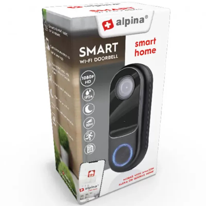 Alpina WiFi Doorbell with 1080p Camera - Full HD and Night