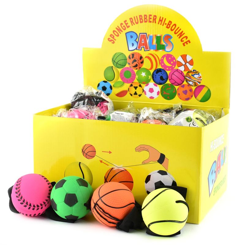 Large Bounce Ball With Elastic - Various Colors