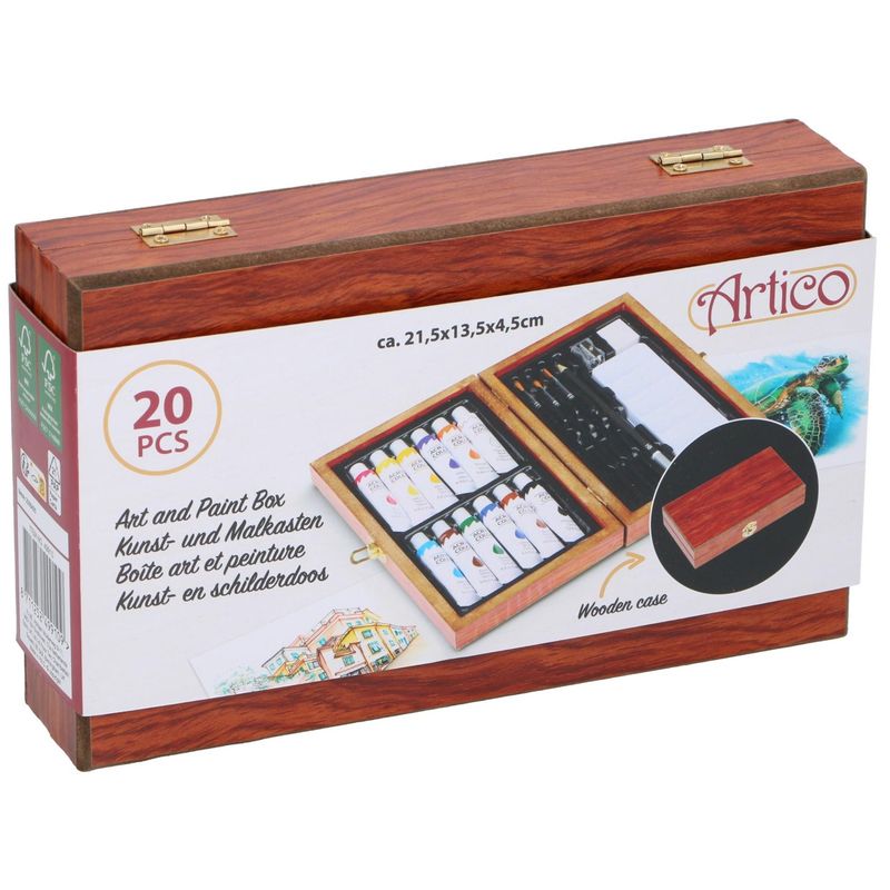 Artico Acrylic Paint Set In Wooden Box 20 Pieces