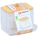 Alpina Cotton Swab Holder | Practical dispenser with bamboo lid