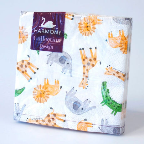 Servietter 20 - pk 33x33cm Safari dyr