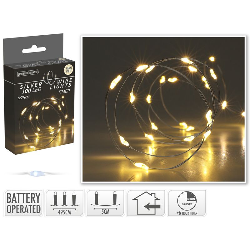 Lyslenke 100 LED|Varm hvit|6t Timer