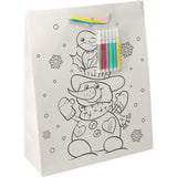 Stor Gavepose Julemotiv Fargelegg Selv | 32x26x10cm | Med 5 Tusjer