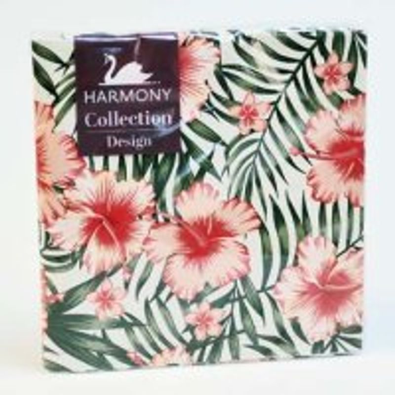 Napkins Flowers Green &amp; Pink 20pcs