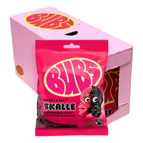 Bubs Raspberry Salty Licorice Skalle 16x90g | Storpakk