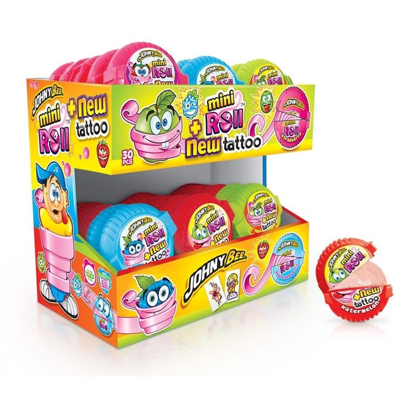 Mini Tyggegummi Rull Med Tattovering 18g