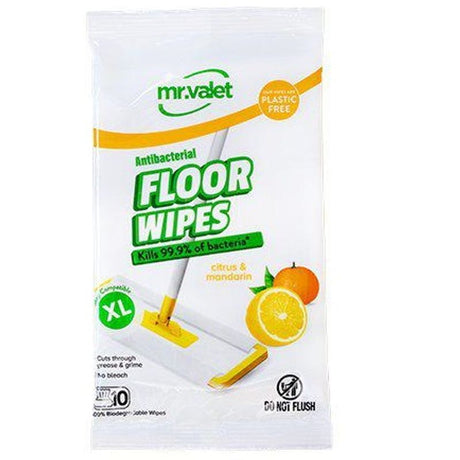 Mr Valet Floor Wipes plastic-free lemon 20pk