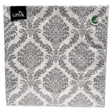 Napkins White with grey ornament 20pk 3-ply | 40x40cm | Unique