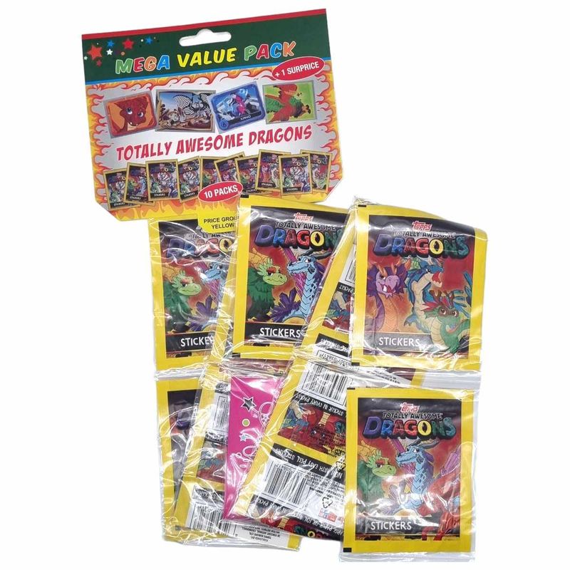 10pk Totally Awesome Dragons Collectible Stickers 50pcs (Big Pack)