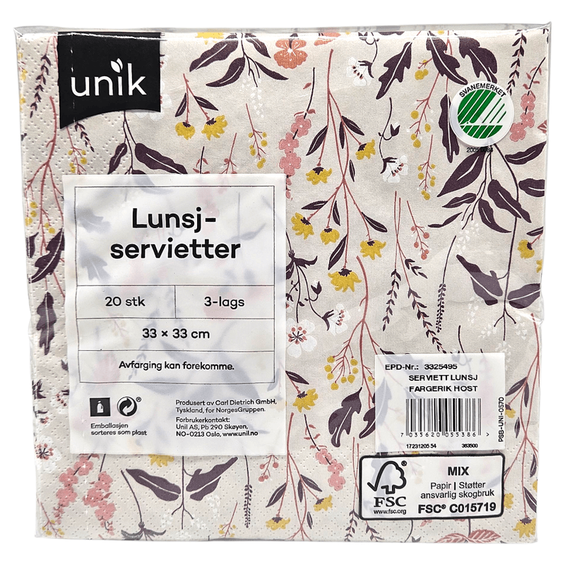 Napkins Colorful Autumn 20pk 3-ply | 33x33cm | Unique