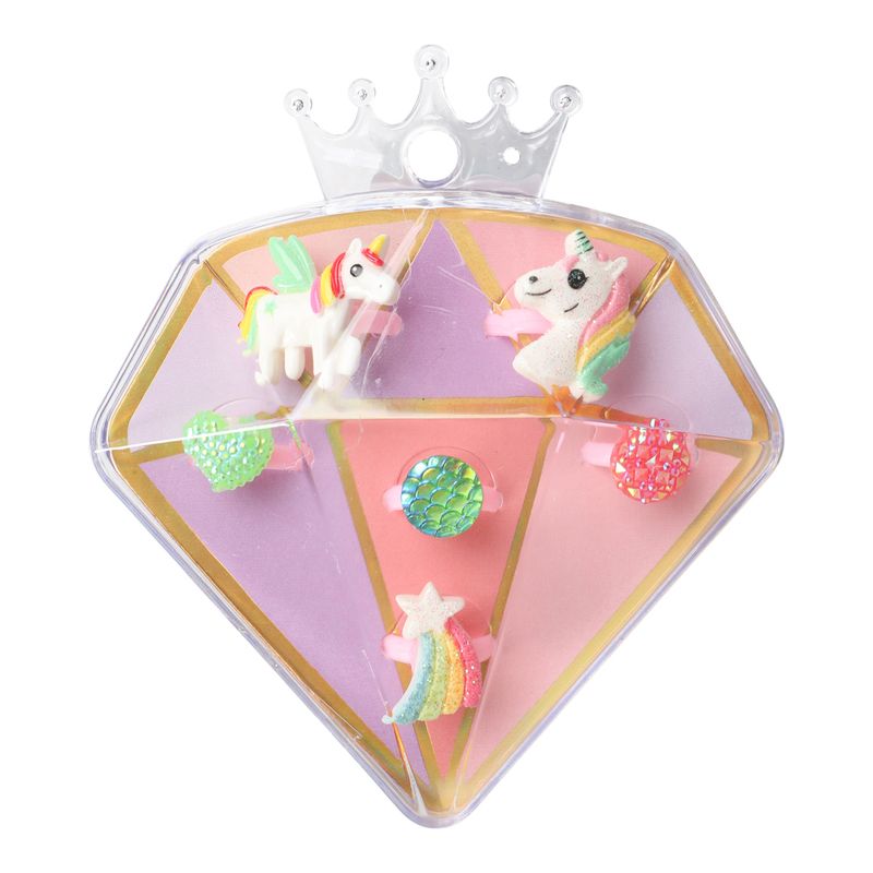 Ring set with unicorns | 6 rings in gift box