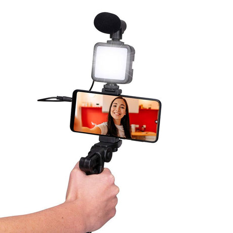 Grundig Vlog Kit with Microphone, LED and Stand