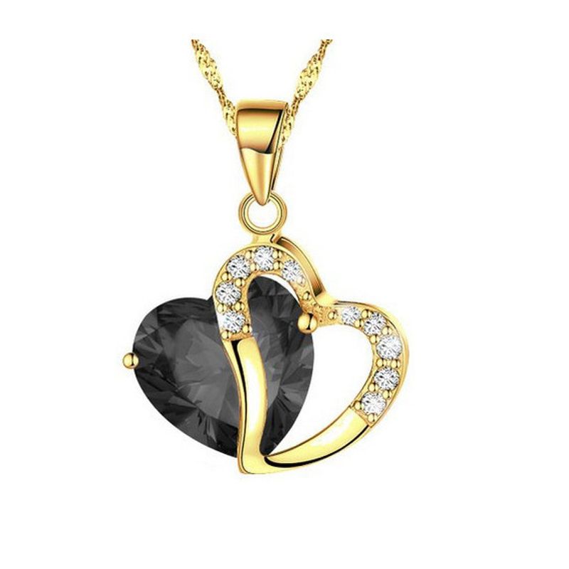 Heart Necklace Crystal Gold | Multiple Colors