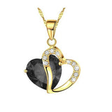 Heart Necklace Crystal Gold | Multiple Colors