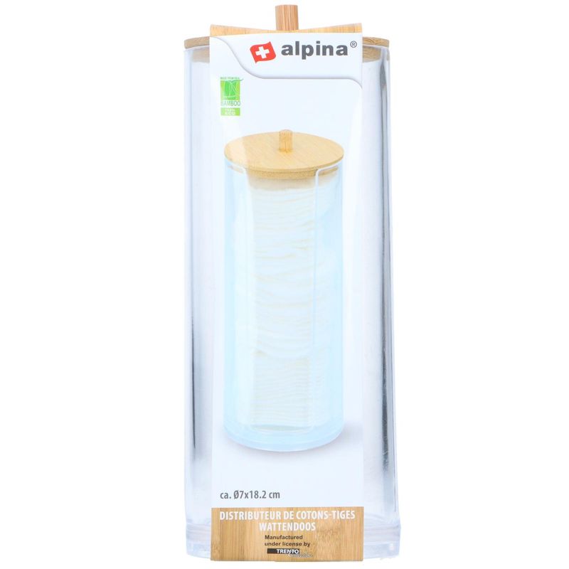 Alpina Cotton Pad Holder - Practical dispenser with bamboo lid