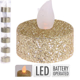 LED - telys med glitter - Gull 6pk