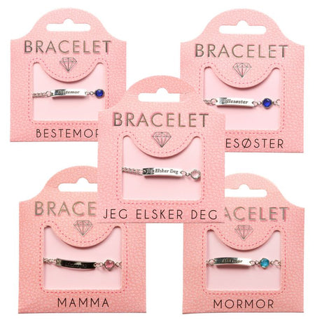 Personlig armbånd med tekst og glasskrystall | Gavetips