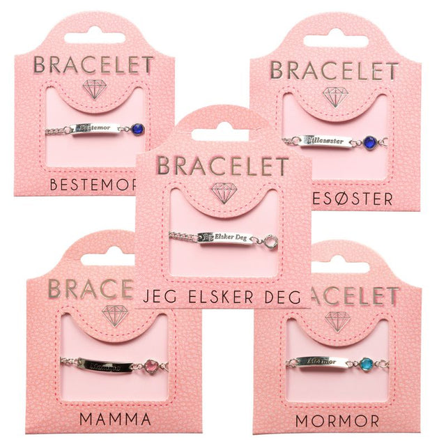 Personlig armbånd med tekst og glasskrystall | Gavetips