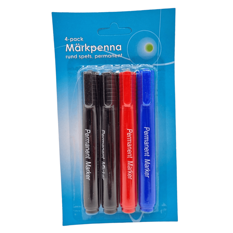 Permanent Markers 4pk (black, red, blue)