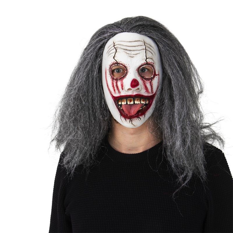 Klovnemaske i Latex langt hår
