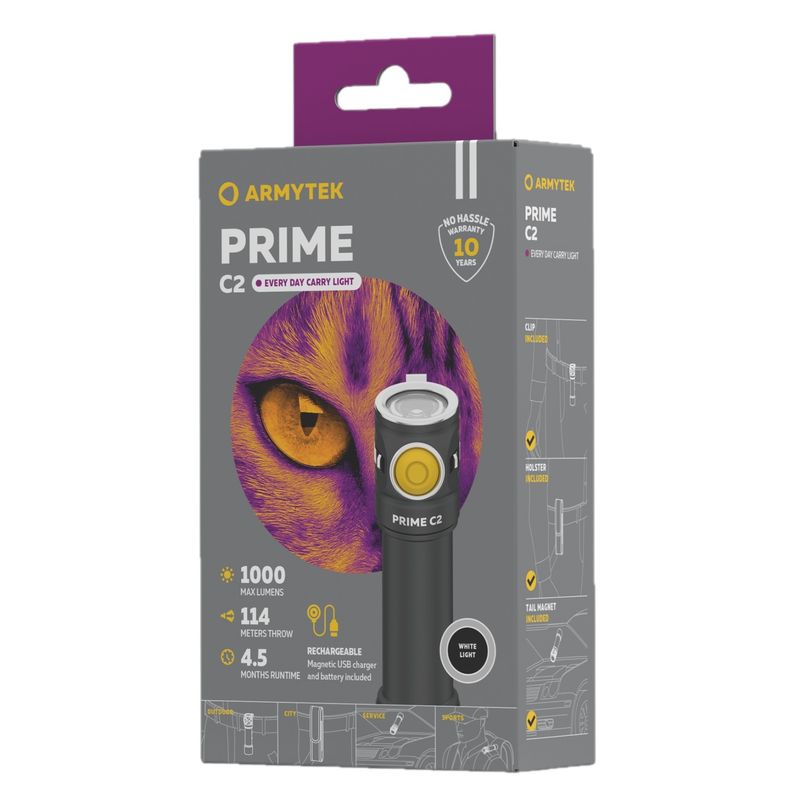 Armytek Prime C2 1000lm Flashlight Magnet USB