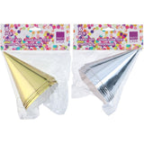 Party Hats 6pk Gold/Silver Metallic
