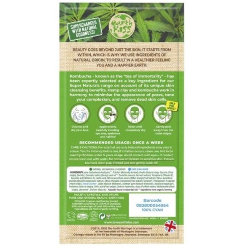 Earth Kiss Toning Peel-Off Mask with Kombucha and Hemp