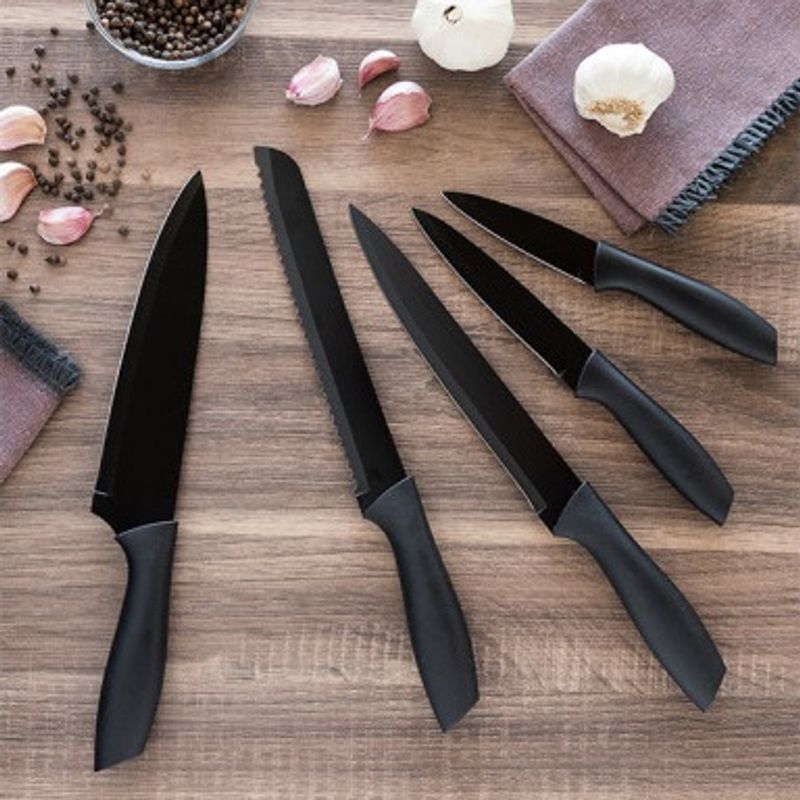 Knife set 5 parts Black | Excellent Houseware