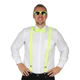 Neon Party costume accessories yellow | Sunglasses, suspenders and bow tie