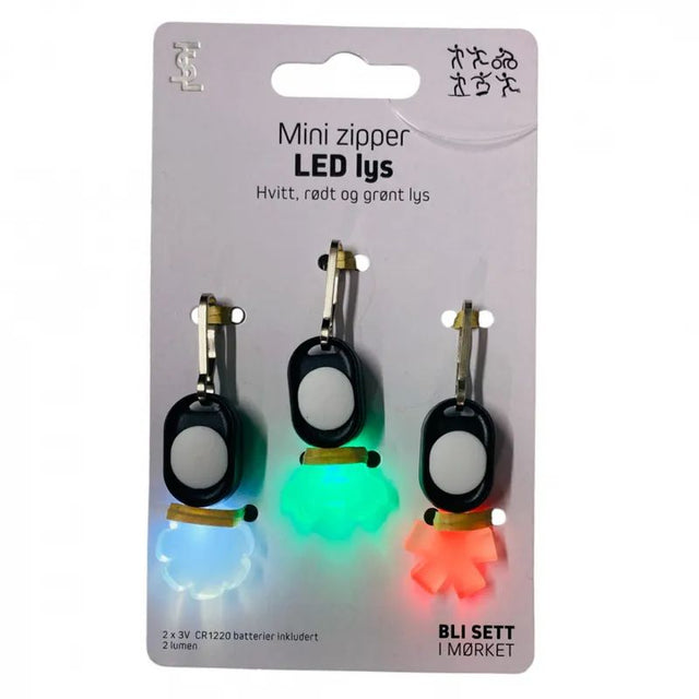 LED - lys med klips 3pk | Bli sett i mørket | 3 farger