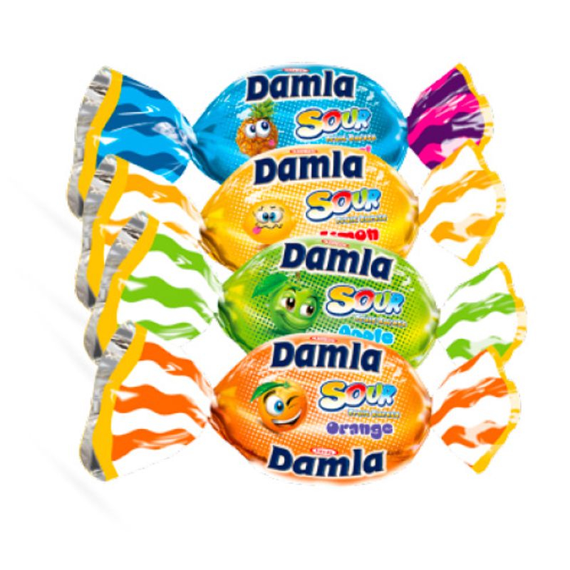 Damla Fruit Caramels with Sour Powder Filling 1kg