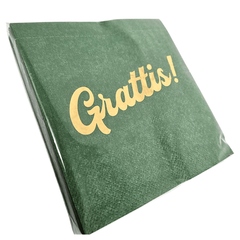 Napkins Congratulations 20pk 25x25cm | Green with gold text | Trend Design