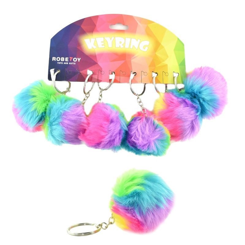 Fluffy Keychain Rainbow 8cm