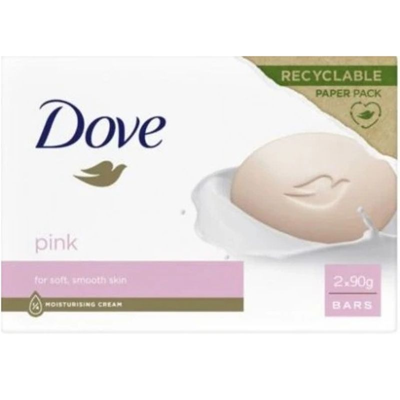 Dove pink bar såpe 2x90g | Mild og fuktighetsgivende beauty bar