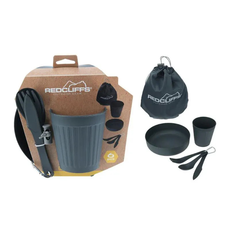 Spisesett for tur 6 deler | Komplett campingutstyr i solid plast