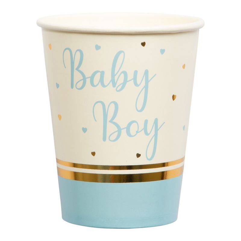 Paper Cups Baby Boy Light Blue/Gold 8pcs