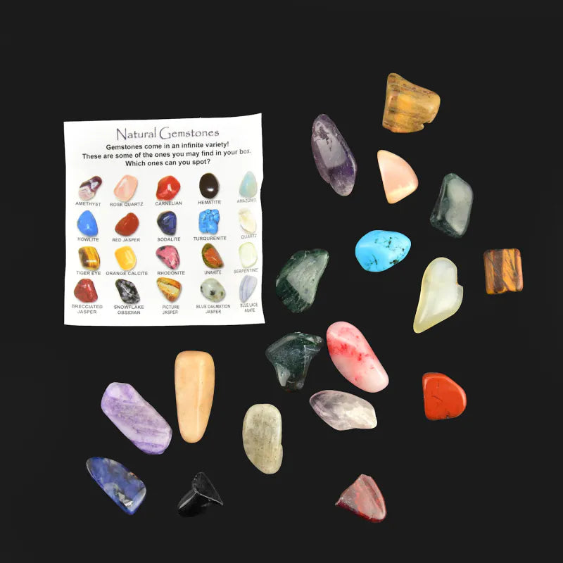 Gemstones Collection 20stk| Edelsteiner i pose med infoskjema