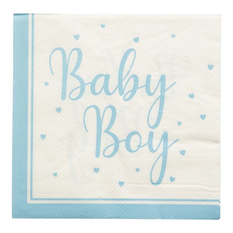 Napkins Baby Boy Light Blue/White 33x33cm 16pcs