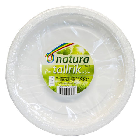 Disposable plates cardboard white 23cm 20pk | Natura