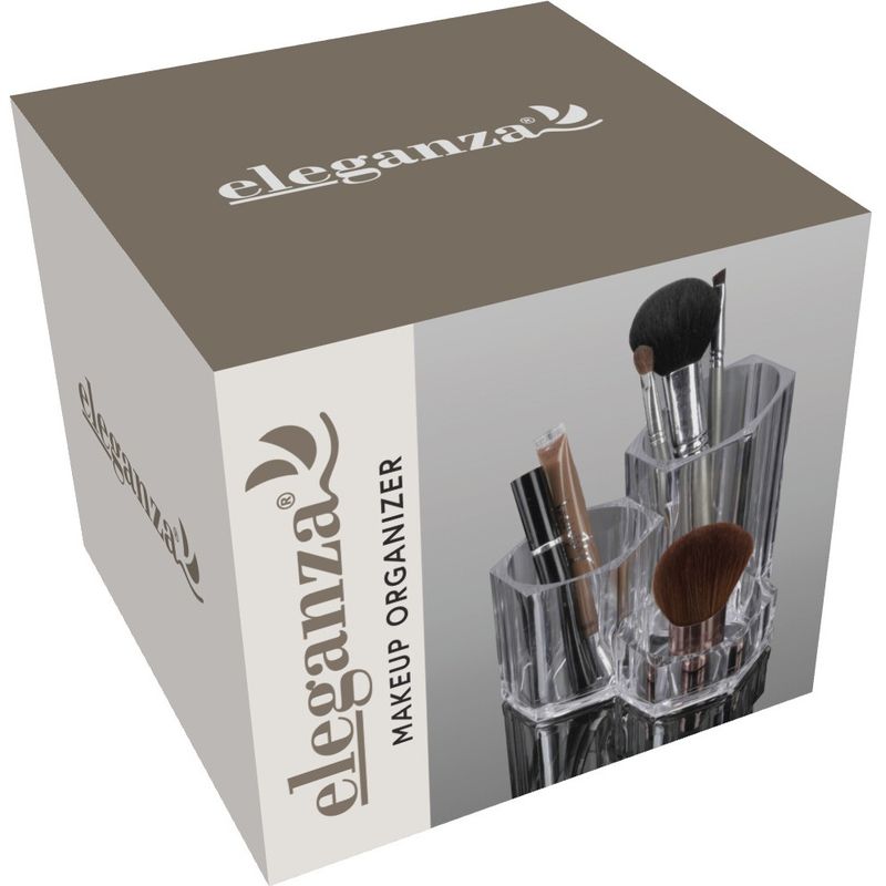 Make up - holder med 3 rom | Klar plast | Eleganza