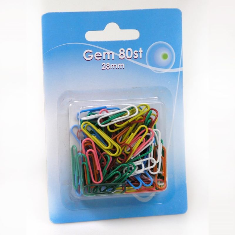 Multicolored paper clips 28mm 80pk