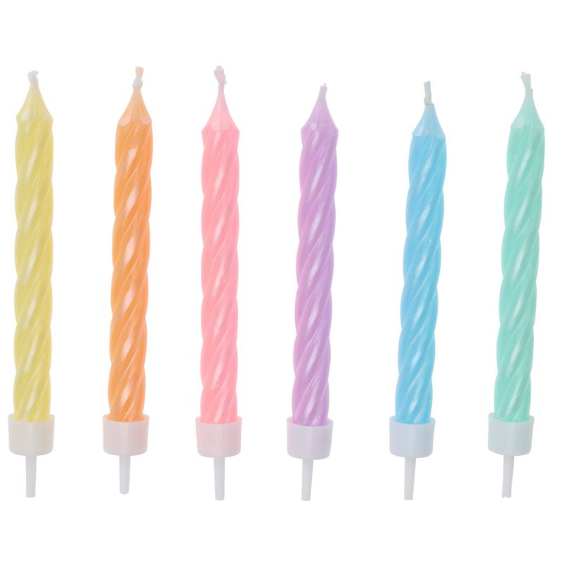 Cake Candle Twisted 6pk Unicorn Color Mix