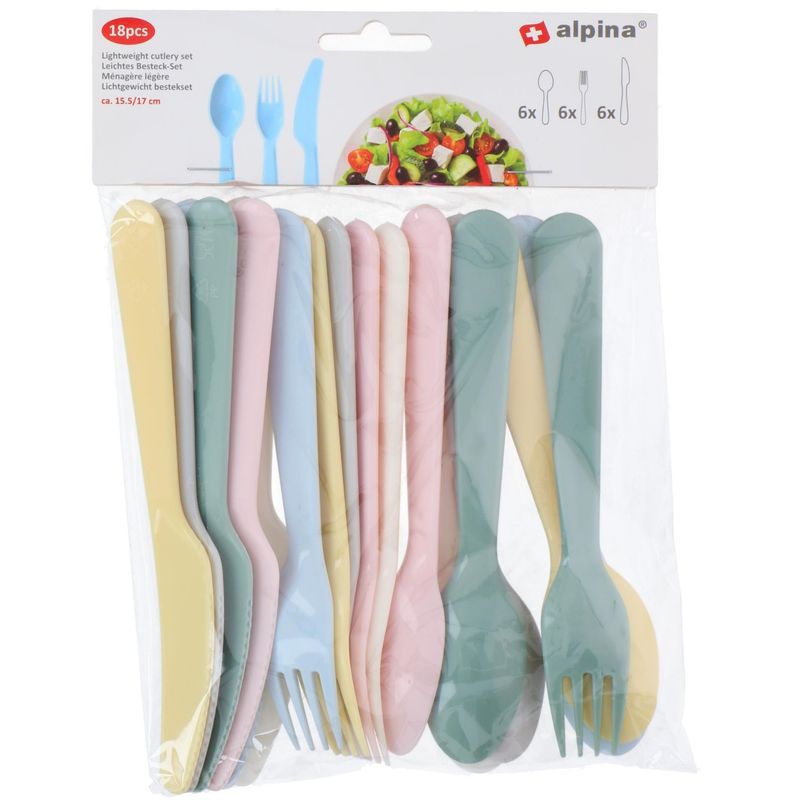Cutlery Set Plastic 18 Pieces Different Colors | Alpina