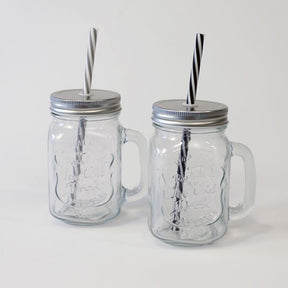 Glass Med Lokk & Sugerør 450ml
